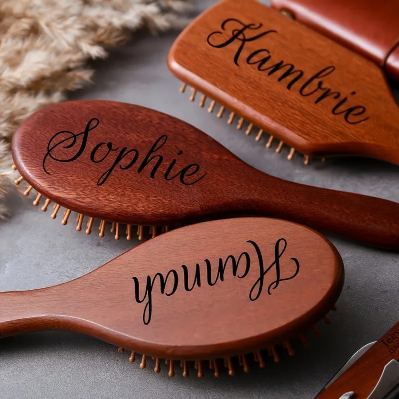 Hair Care Names - Engraved Name Sandalwood Hair Comb -