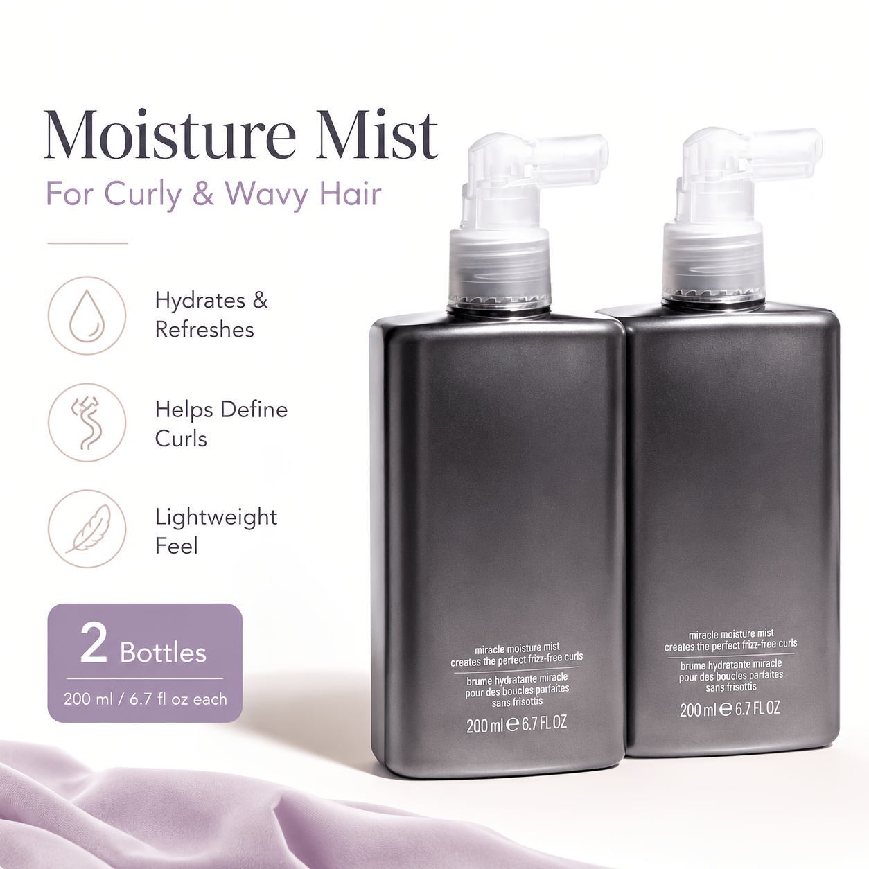 Hair Care For Wavy Hair - Curl Care Moisture Spray, Lightweight Hair