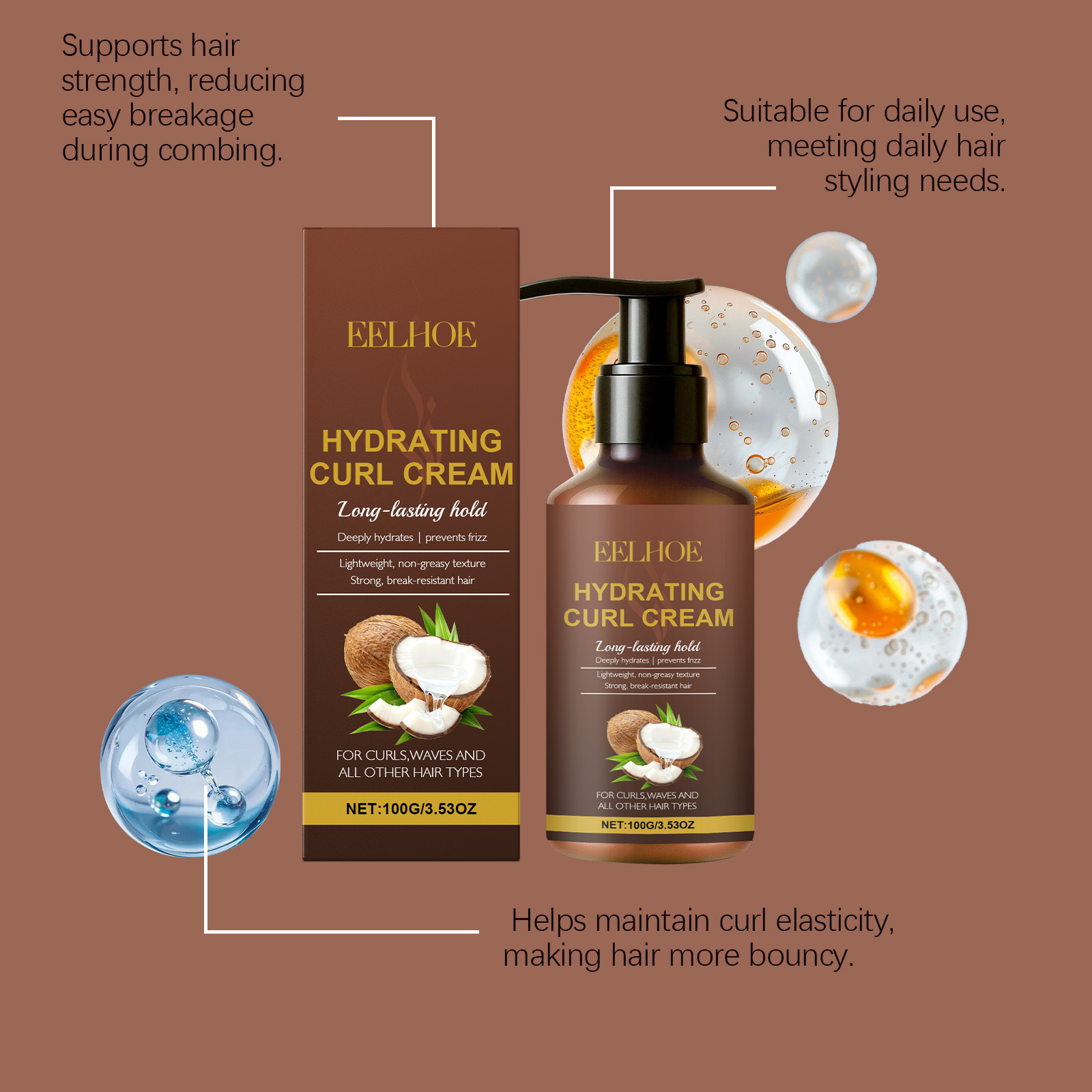 Curl Styling Cream for Wavy an - Hair Care For Curly Dry Hair recension och pris